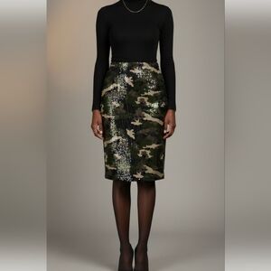 Bar III Sequined Camo-Print Pencil Skirt Size Small